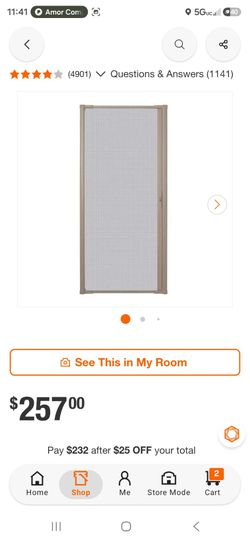 36 in. x 80 in. LuminAire Sandtone for Single Entry Door 32 in.-36 in. Universal Handed Aluminum Retractable Screen Door