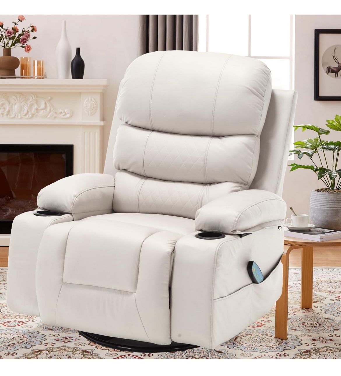 Swivel reclining chair, massaging heated, etc.