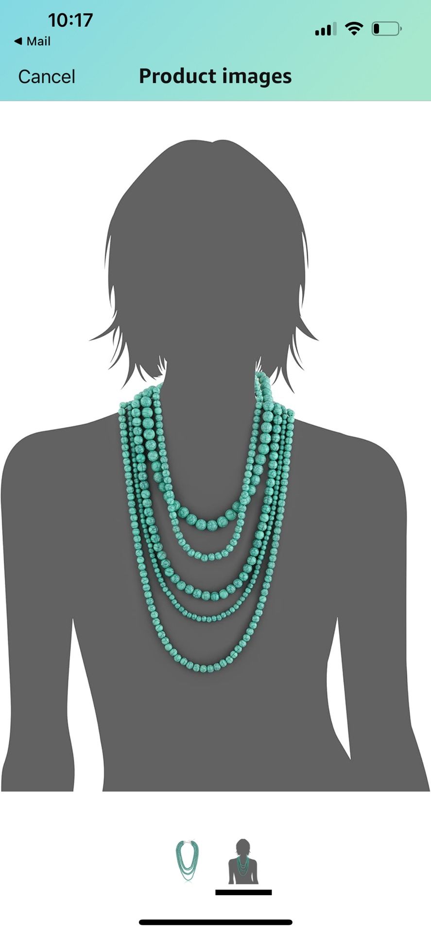 Blue Turquoise Stone 5-Row Multi-Beaded Strand Necklace, 32"+3" Extender