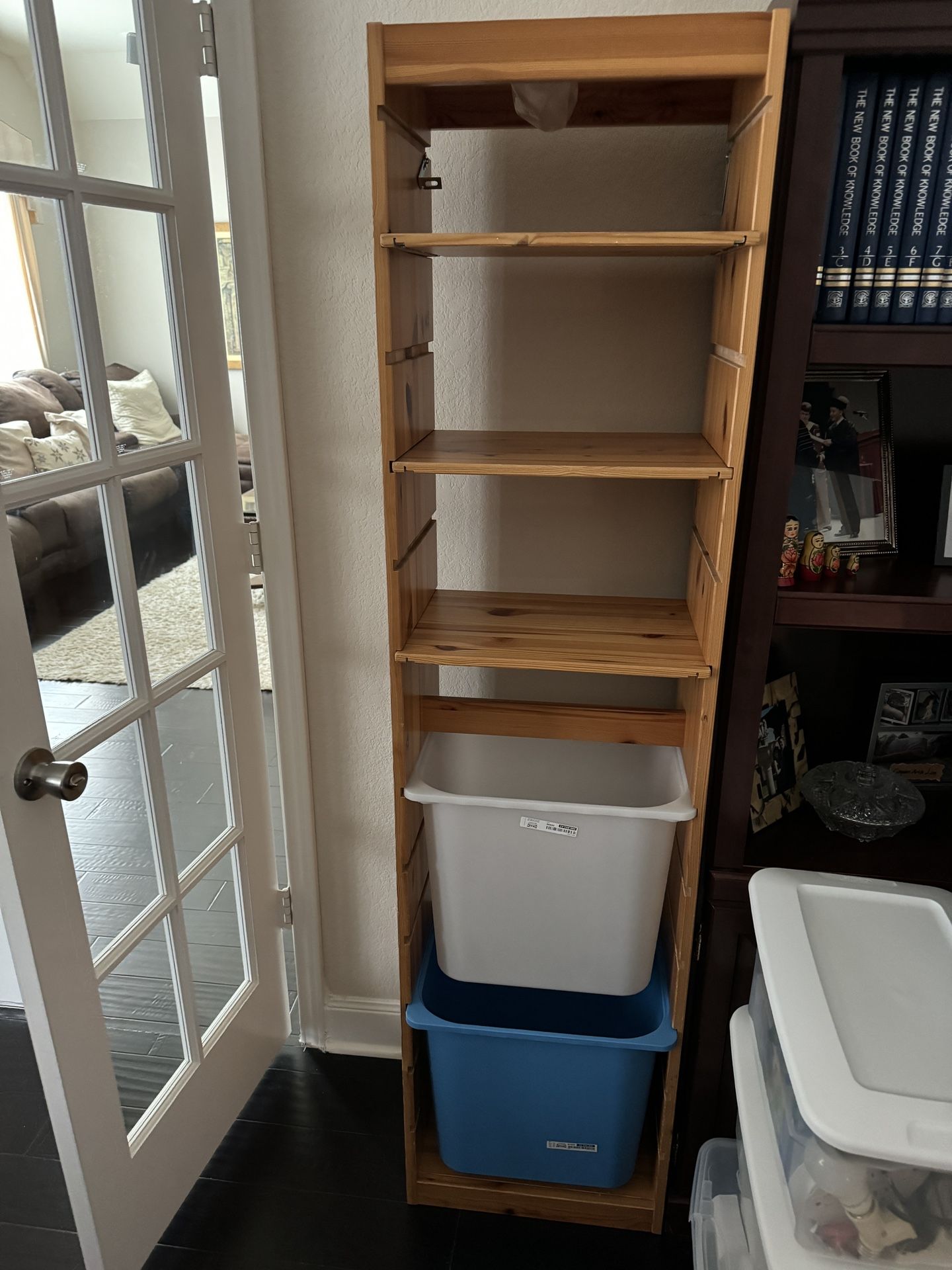 Tall IKEA Bookshelves With Bins. 2 Of Them.