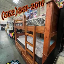 Triple Full Size Bunk Bed With Mattresses Included New Cama 