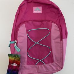Simple School Backpack Pink Color 17 Inches 