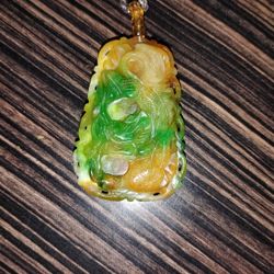 Rare Nephrite Jade  Two Color Pendant Phoenix On One Side Horse On The Other