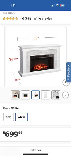 Costco White Electric Fireplace