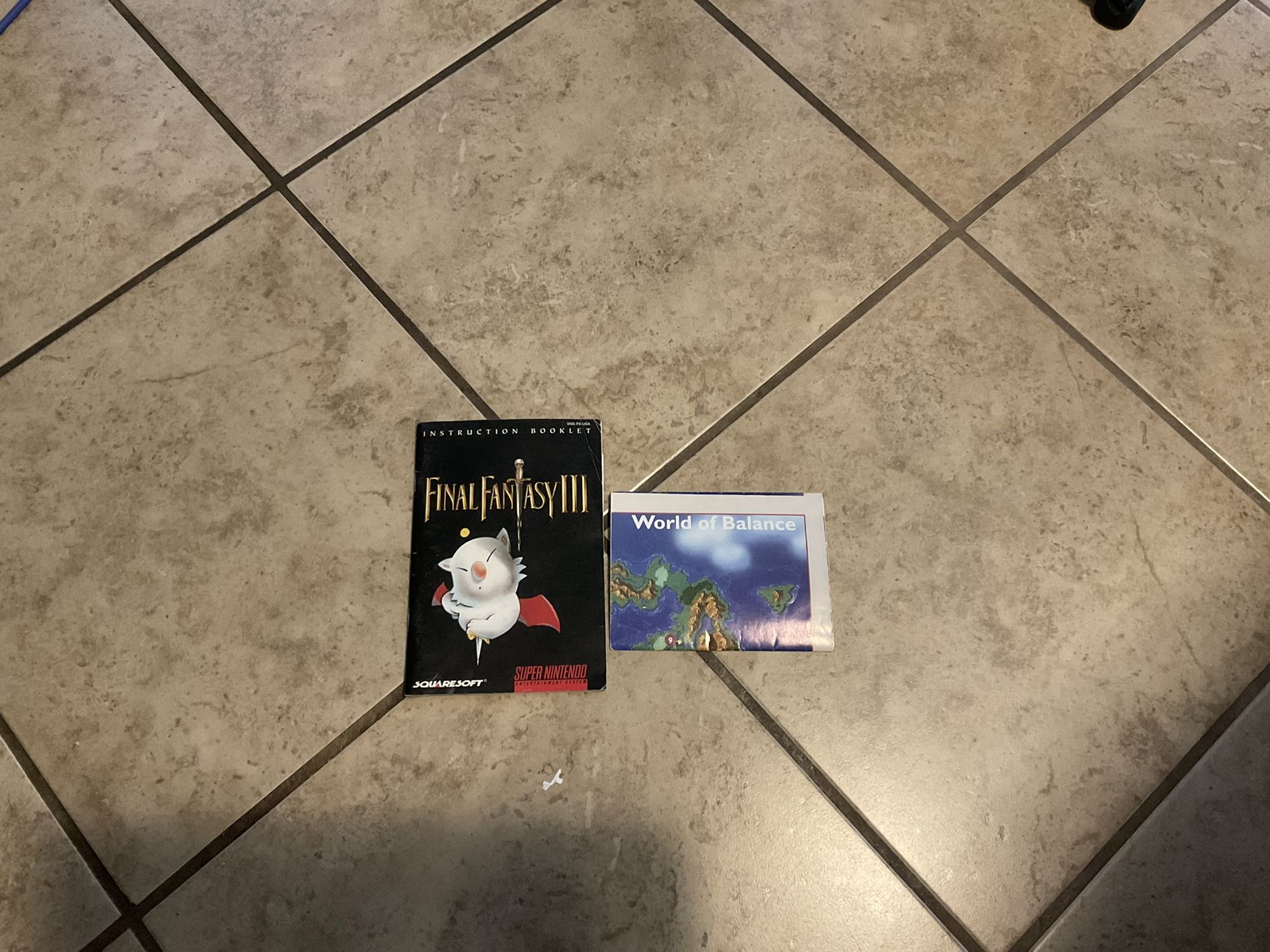 Final Fantasy III SNES Super Nintendo Manual and Map