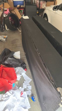 Black Upholstered Bed Headboard and Footboard