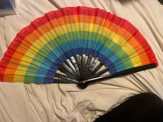 Large Rainbow Folding Hand Fan