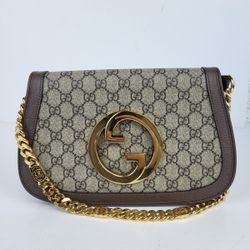 𝐆𝐮𝐜𝐜𝐢  Blondie NM Chain Flap Bag GG Coated Canvas Small
