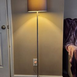Modern Floor Lamp - Gray over Chrome