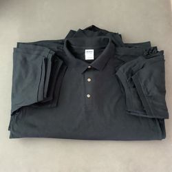 10 BLACK NEW GILDAN POLOS FOR MAN 100% ULTRA COTTON