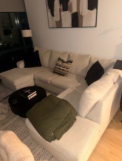 Ashley - Double Chaise, Cream U-shaped Sectional