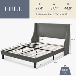 FULL SIZE GRAY BED WITH MATTRESS 