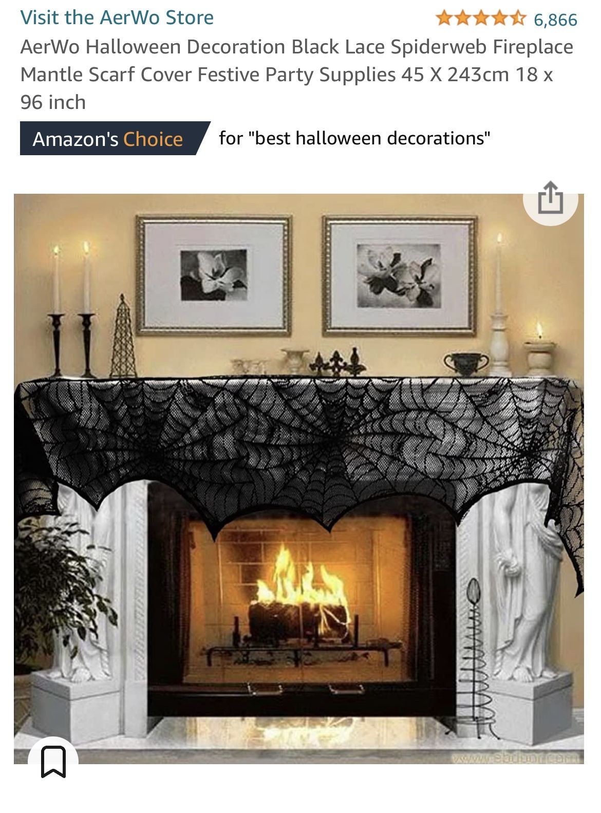 Halloween Decoration Black Lace Spiderweb Fireplace Mantle Scarf Cover 