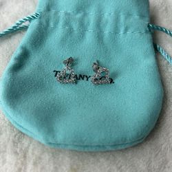 Tiffany & Co. Heart Earrings Inlaid With Diamonds
