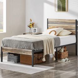 New In A Box Twin Size Platform Bed Frame $120 Or $300 With New 10” Memory Foam Hybrid Mattress 