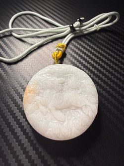 Carved Jade Dragon Pendant Necklace