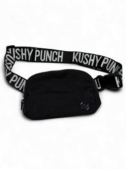 Kushy Punch Crossbody Belt Bag Black Nylon Promo Streetwear Festival Fanny Pack Sling Bag 🔥 Black nylon belt / crossbody fanny pack. Front plain wi
