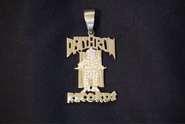 Death Row Records 14k Gold Engraved Charm Pendant w/ Natural Round Diamonds