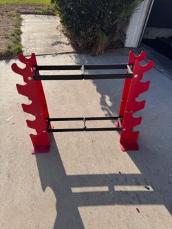 Red Metal Dumbbell Weight Rack