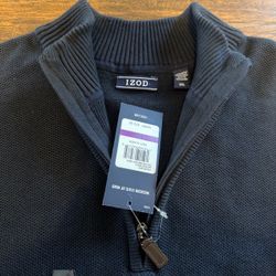 NWT IZOD Men's Navy Quarter-Zip Sweater XXL