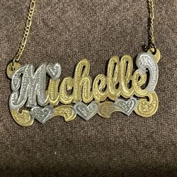 Michelle Name In 14k Gold Filled With Necklace 24”