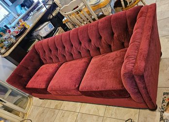 Red velvet couches- 2