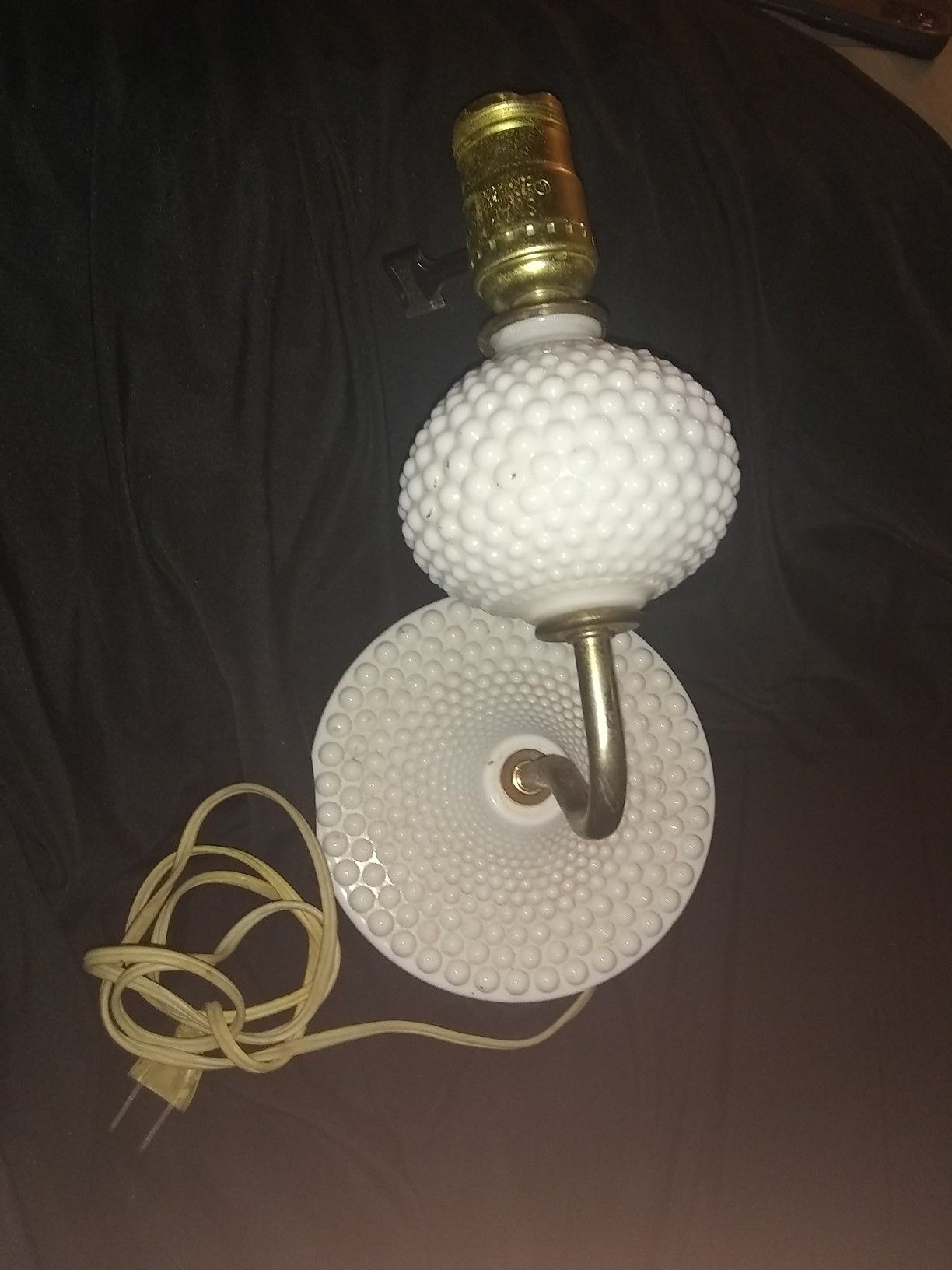 Vintage Milk Glass Wall Lamp / Sconce White Hobnail