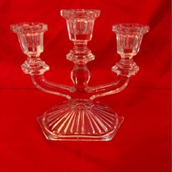 Triple taper crystal candleholder.