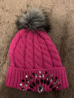 Pink bedazzled winter hat