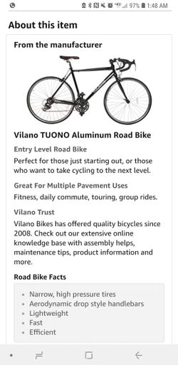 Vilano road bike size outlet chart