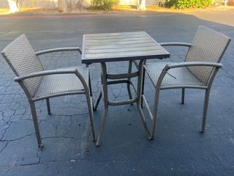 Outdoor Patio Bar Table and 2 Chairs Set