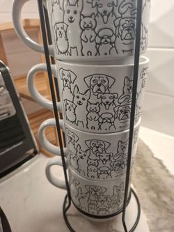 Drinking Stackable mugs with dog print