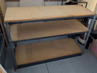 Heavy-Duty 3-Tier Metal Utility Shelving Unit / Workbench