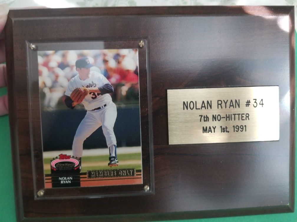 Nolan Ryan 7th No Hitter plaque