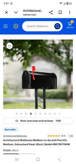 Architectural Mailboxes Mailbox to Go Galvanized Steel Mailbox and Post Kit, MC11KITBAM, Black, Medium Capacity