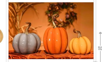 Fall Decor- Ceramic Pumpkin Decor Set of 3