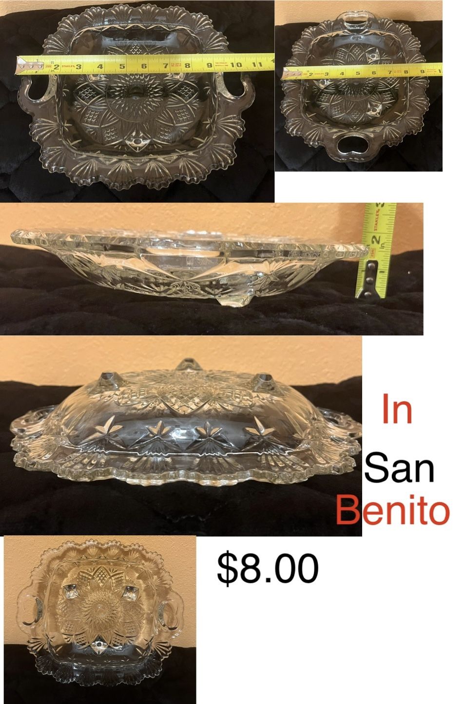 Vintage Clear Pressed Glass Candy Dish