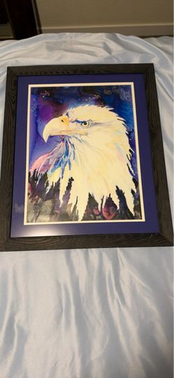 Framed Bald Eagle Watercolor Art Print