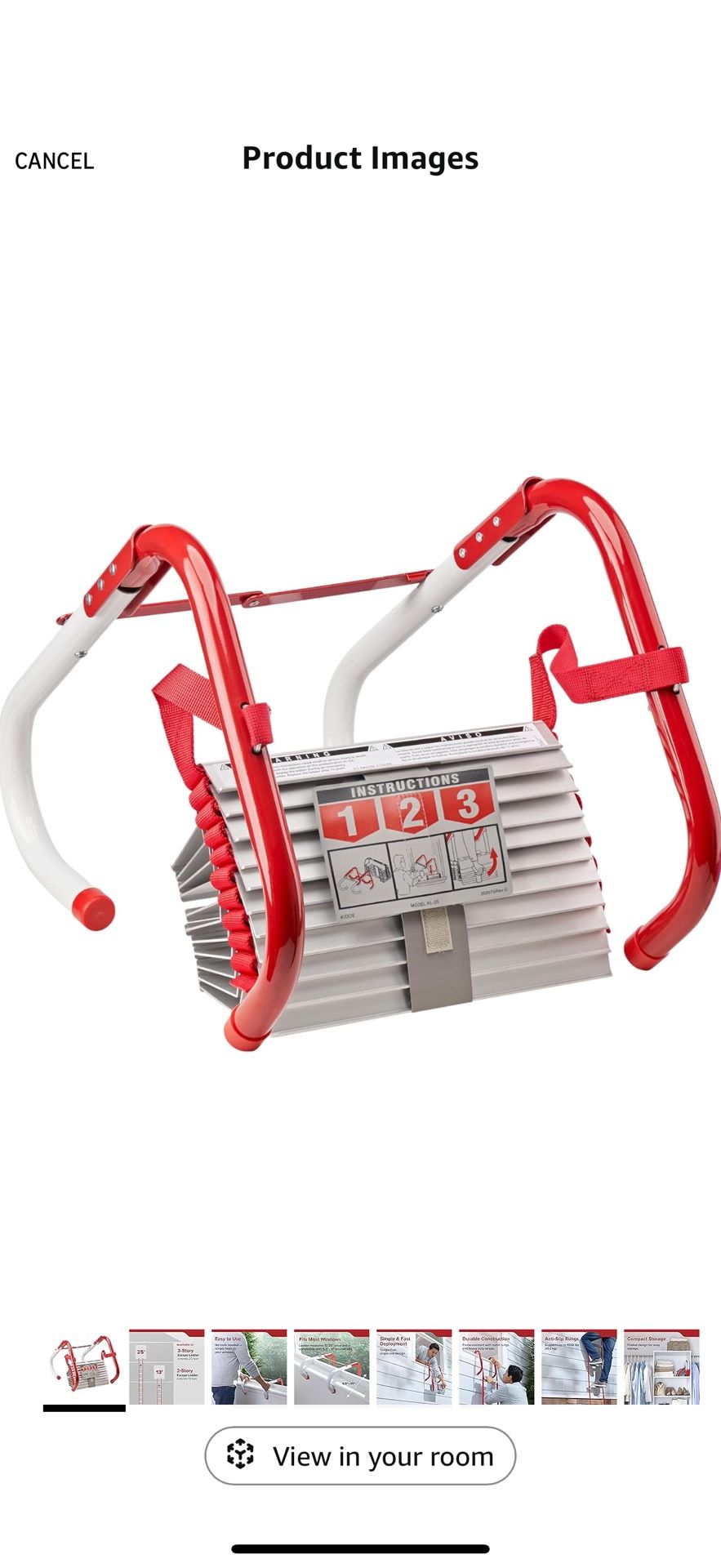 Kidde Fire Escape Ladder, 2-Story Rope Ladder, Extends to 13-Feet, Anti-Slip Rungs