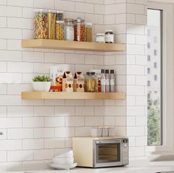 New 32 inch Long White Oak Floating Shelves for Wall, 8in Deep, Set 2