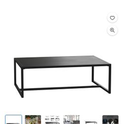 Flash Furniture Brock Commercial Grade Steel Modern Patio Coffee Table, Rectangular Outdoor Coffee Table With Textured Top And Square Leg Frame, Black