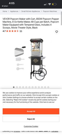 Popcorn maker with cart vevor brand
