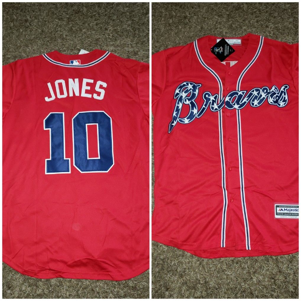 MAJESTIC CHIPPER JONES ATLANTA BRAVES BASEBALL JERSEY