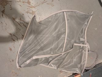 Collapsible gray mesh laundry hamper