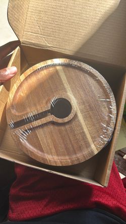 Round Wood Divided Serving Board