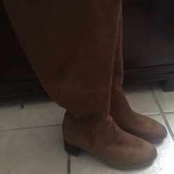 Universal Thread Suede Brown Heeled Boots(memory Foam)