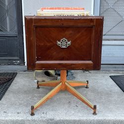 Upcycled Atomic MCM Record Cabinet – Vintage Drawer on Starburst Metal Pedestal – Holds 100+ LPs  ⸻  📄 DESCRIPTION:  One-of-a-kind upcycled record ca