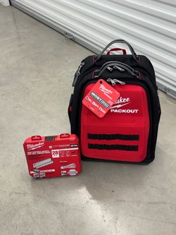 🛠️ MILWAUKEE PACKOUT BUNDLE - JOBSITE BACKPACK & 28-PIECE METRIC RATCHET SET 🧰 (FIRM) ✨