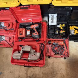 Tools. Milwaukee, Hilti, Dewalt. Drills, Grinders, Sawzalls, bandsaw, Skillsaw,