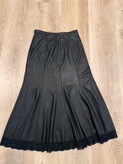 Free people  Leather Maxi Skirt with Lace Hem